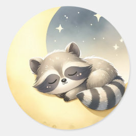 Wasbeer op de maan Schattige Woodland Animal Kinde Ronde Sticker