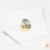 Wasbeer op de maan Schattige Woodland Animal Kinde Ronde Sticker (Envelop)
