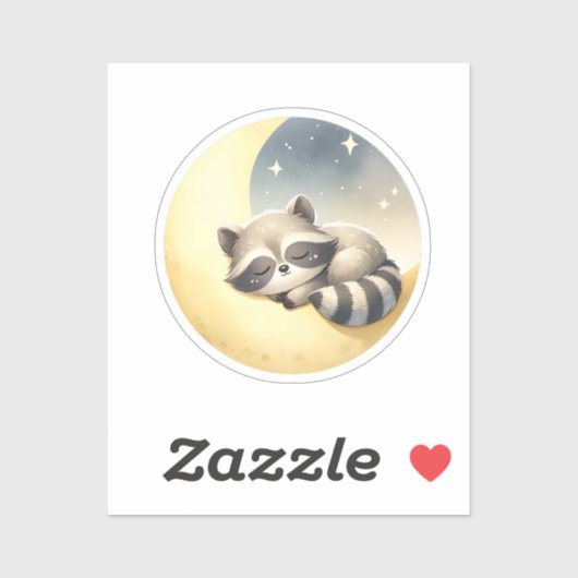 Wasbeer op de maan Schattige Woodland Animal Kinde Sticker (Vel)
