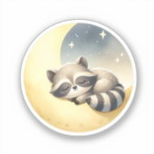 Wasbeer op de maan Schattige Woodland Animal Kinde Sticker (Voorkant)