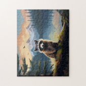 Wasbeer op een stam Bosmeer Legpuzzel (Verticaal)