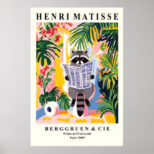 Wasbeer op een toiletprint - Matisse-stijl badkame Poster