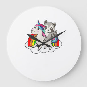 Wasbeer Op Eenhoorn Regenboog Dieren Zoete Eenhoor Grote Klok