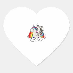 Wasbeer Op Eenhoorn Regenboog Dieren Zoete Eenhoor Hart Sticker