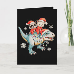 Wasbeer Opossum Ridder T Rex Kerstman Hoed Kerstmi Kaart