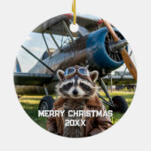 Wasbeer piloot vliegtuig grappige foto kerst keramisch ornament (Achterkant)
