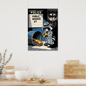 Wasbeer Publiek Bedreiging Comic Style Kunst Poster (Keuken)