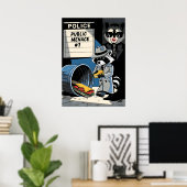 Wasbeer Publiek Bedreiging Comic Style Kunst Poster (Thuiskantoor)