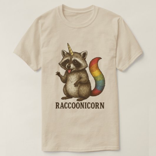 wasbeer | Rainbow Tail Raccoon Unicor T-shirt (Design voorkant)
