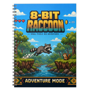 Wasbeer, Retro 8-Bit Pixelkunst Notitieboek