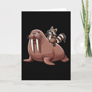Wasbeer Ridding Walrus Kostuum Zee Dier Liefhebber Kaart
