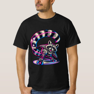 Wasbeer Roller Schaatsen Neon Staart Boog T-shirt