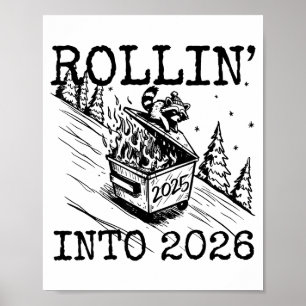 Wasbeer rolt naar 2026 Gelukkig Nieuwjaar 2026 Gra Poster
