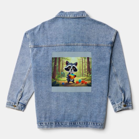 Wasbeer Rubik's Bos Puzzel Denim Jacket (Achterkant)