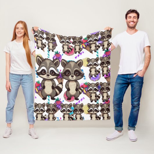 Wasbeer Schattige Kawaii Twin Sweet Pattern Fleece Deken (In situ)