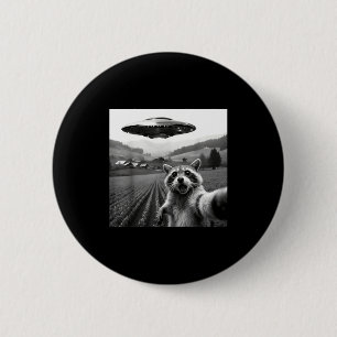 Wasbeer Selfie Met Alien Ufo Grappige Wasbeer Alie Ronde Button 5,7 Cm