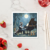 Wasbeer speelt piano in het bos servet (Insitu)