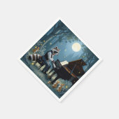 Wasbeer speelt piano in het bos servet (Hoek)