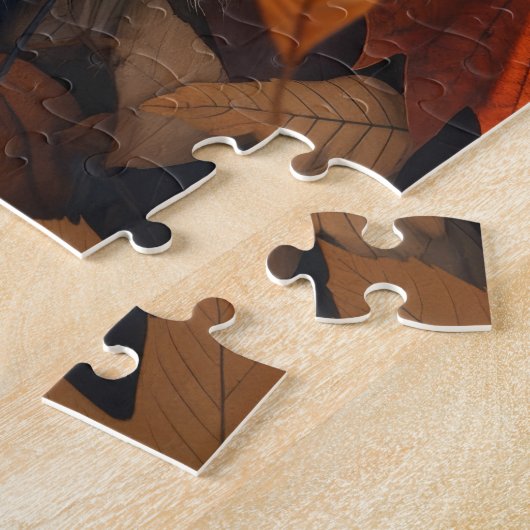 Wasbeer spelen in de herfst bladeren legpuzzel (Zijkant)