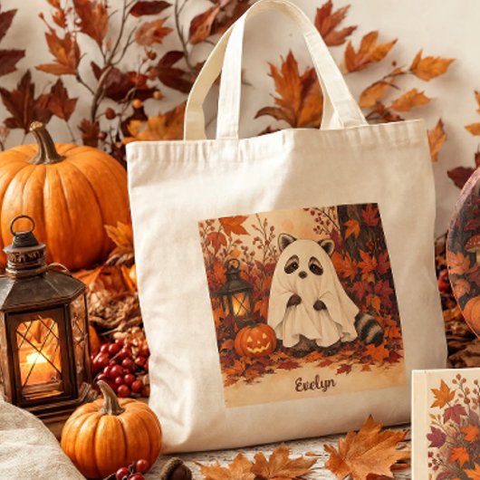 Wasbeer spookkostuum Halloween gepersonaliseerd Tote Bag