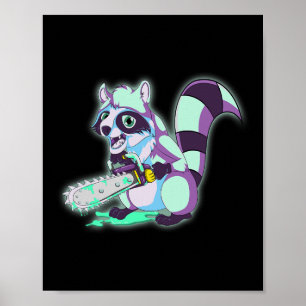 Wasbeer Trash Panda Scary Vaporwave 80s Animal Spo Poster