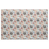Wasbeer tussen de bloemen stof (Fat Quarter)