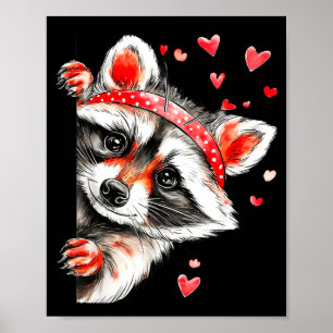 Wasbeer Valentijnsdag Grappige Wilde Wasbeer Liefd Poster