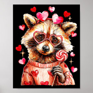 Wasbeer Valentijnsdag Grappige Wilde Wasbeer Liefd Poster