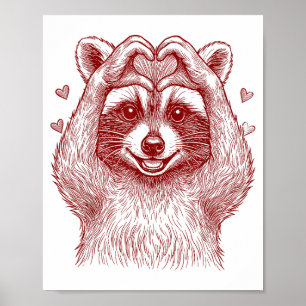 Wasbeer Valentijnsdag Grappige Wilde Wasbeer Liefd Poster