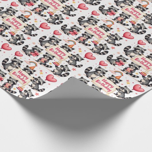 Wasbeer Verjaardag Viering Scene - Verjaardag Cadeaupapier (Hoek)