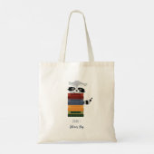 wasbeer verschuilt zich achter boeken Kind bibliot Tote Bag (Achterkant)