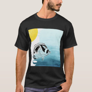 Wasbeer vlinder vis met waterverf, gedrukt op t-shirt
