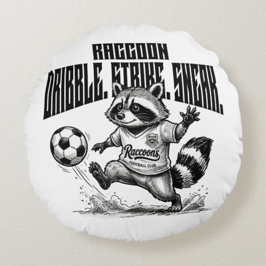 "Wasbeer Voetbal Ster - Dribbel Strike Sluip " Rond Kussen (Voorkant)