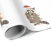 Wasbeer Vrolijk Kerstlicht Kerstman Hoed Kerstsnee Cadeaupapier (Rol Hoek)