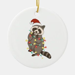 Wasbeer Vrolijk Kerstlicht Kerstman Hoed Kerstsnee Keramisch Ornament