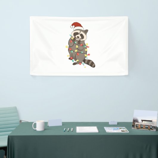 Wasbeer Vrolijk Kerstlicht Kerstman Hoed Kerstsnee Spandoek (Beurs)