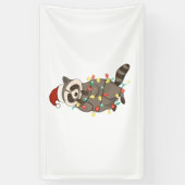 Wasbeer Vrolijk Kerstlicht Kerstman Hoed Kerstsnee Spandoek (Verticaal)