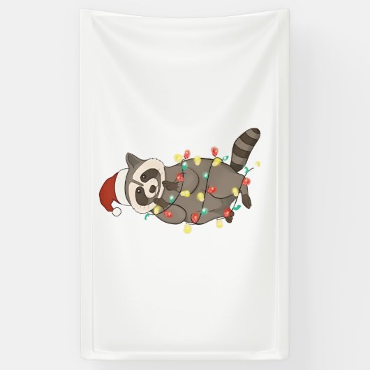 Wasbeer Vrolijk Kerstlicht Kerstman Hoed Kerstsnee Spandoek (Verticaal)