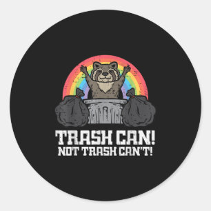 Wasbeer vuilnisbak niet leuk komische straat kat m ronde sticker