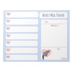Wasbeer Weekmenu planner notitieblok