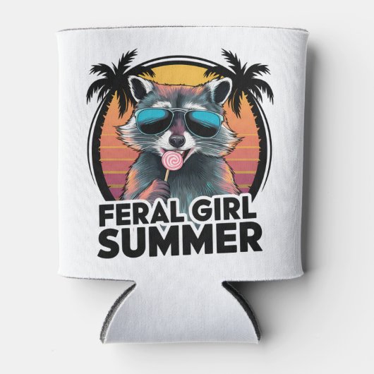 wasbeer wild meisje zomer  opossum liefhebber blikjeskoeler (Voorkant)