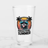 wasbeer wild meisje zomer  opossum liefhebber glas (Voorkant)