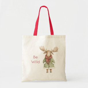 Wasbeer Winter Eland Rode Sjaal Groene Jas Tote Bag