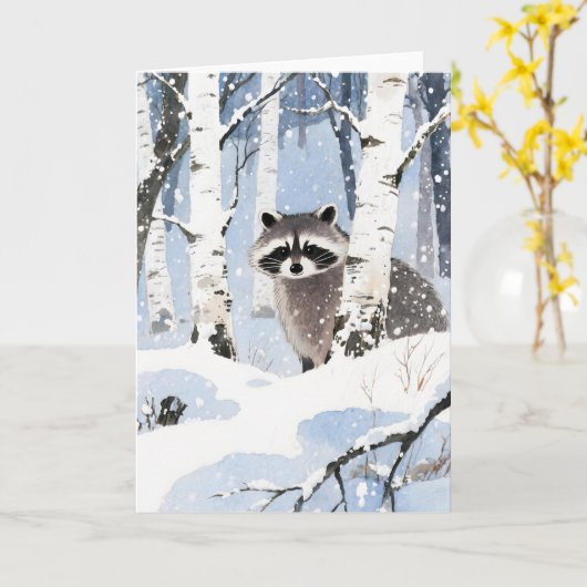 Wasbeer Winter Kaart (Gele Bloem)