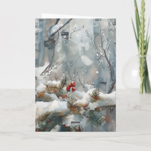 Wasbeer Winter Scene Notecard - Wildlife Notecard Kaart (Achterkant)