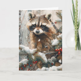 Wasbeer Winter Scene Notecard - Wildlife Notecard Kaart