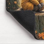 Wasbeer zittend op een boomstronk muismat (Hoek)