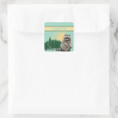 Wasbeer Zomer Vierkante Sticker (Tas)