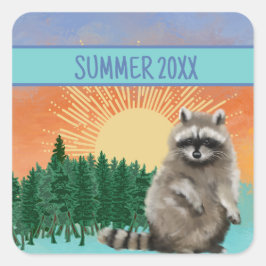 Wasbeer Zomer Vierkante Sticker
