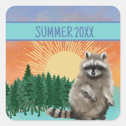 Wasbeer Zomer Vierkante Sticker (Voorkant)